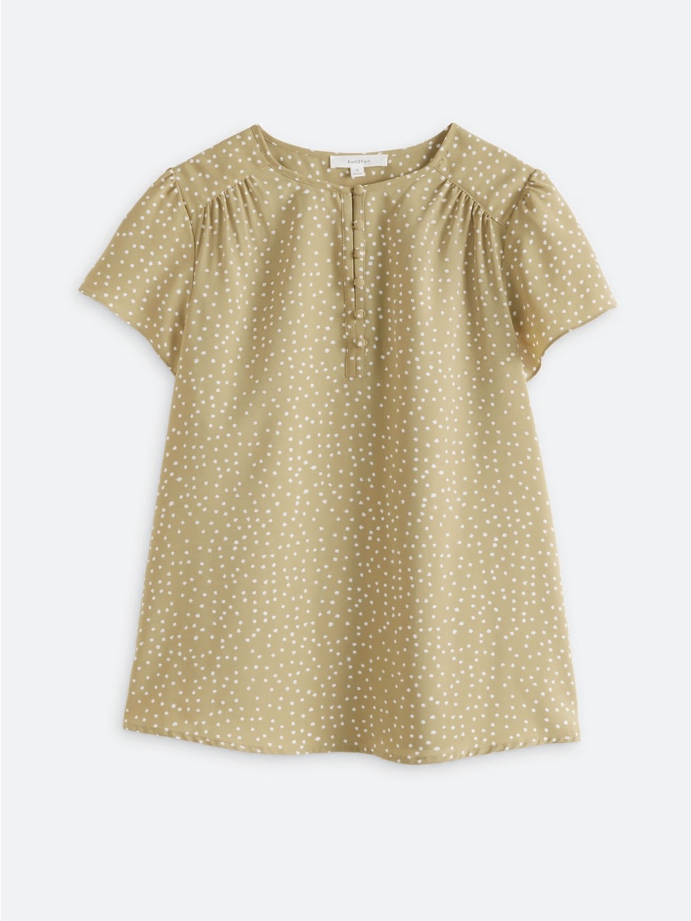 Fun2Fun Olive Green Polka Dot Flutter Sleeve Blouse Size Medium